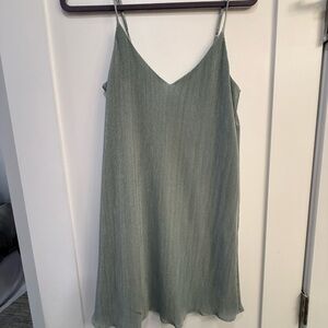 Lulu's Sage Green Mini Swing Dress Metallic